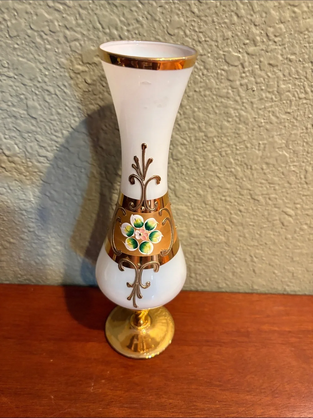 Vintage Bristol Decorative Glass Bud Vase with Floral Accent - Made in Italy